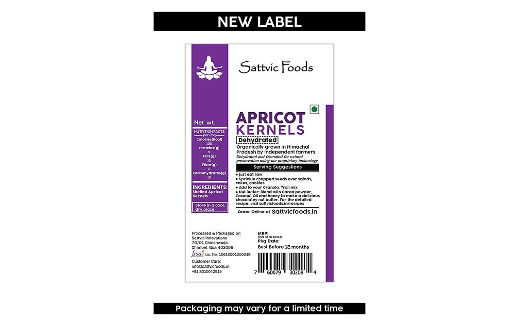 Sattvic foods Dehydrated Apricot Kernels    Pack  100 grams